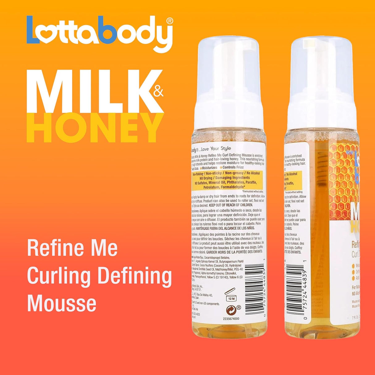 L/Body Milk and Honey Refine Me Curl Mousse 7oz for soft defined curls-3