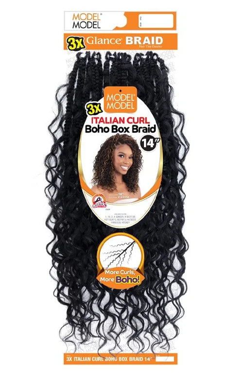 Model Model 3X Italian Curl Boho Box Glance Braid 14"