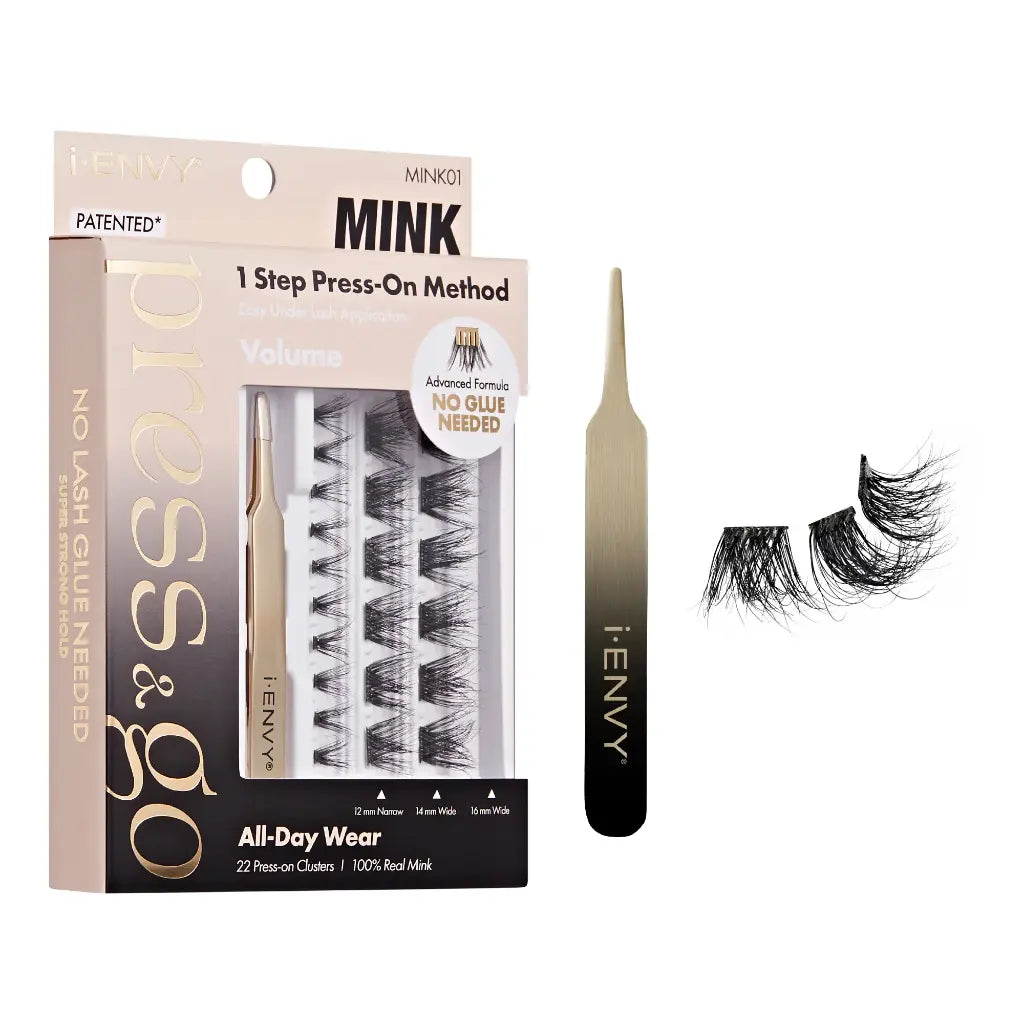 IEnvy Press & Go Real Mink Pre-Glued Lash Clusters Kit 22 Self-Adhesive Lashes + Applicator