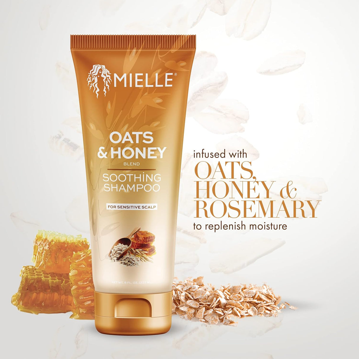 Mielle Organics Oats & Honey Soothing Shampoo 8oz, soothing hair shampoo, gentle sulfate free shampoo, moisturizing hair cleanser, calming scalp shampoo, nourishing hair shampoo, soft smooth hair shampoo, daily use hair shampoo, oats and honey hair shampoo, healthy hair shampoo, scalp care shampoo, natural hair shampoo, textured hair care shampoo, sensitive scalp shampoo, hydrating hair cleanser, Mielle Organics hair care