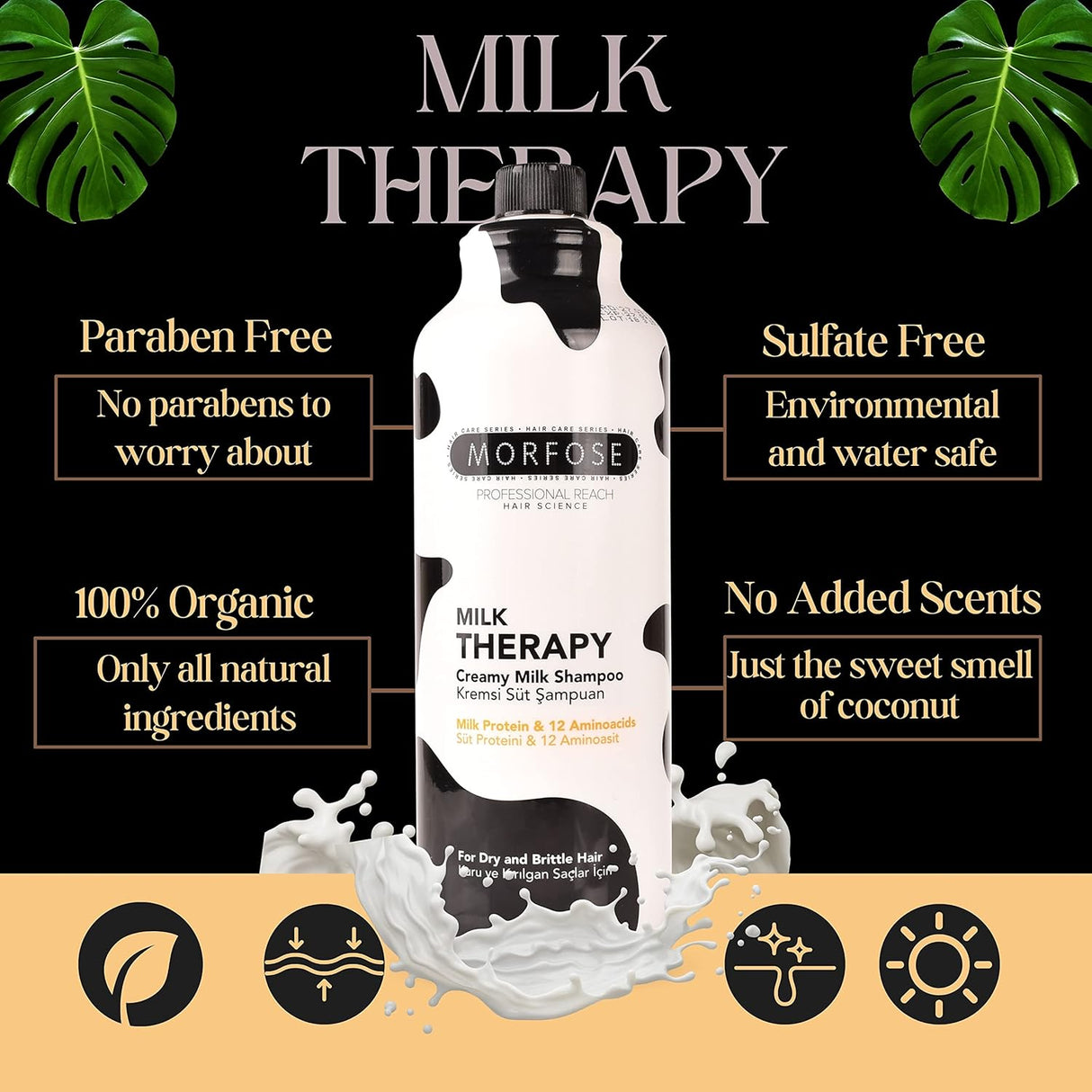 Morfose Hair Shampoo Milk Therapy 33.81oz Nourishing, Hydrating, Repairing Formula-4