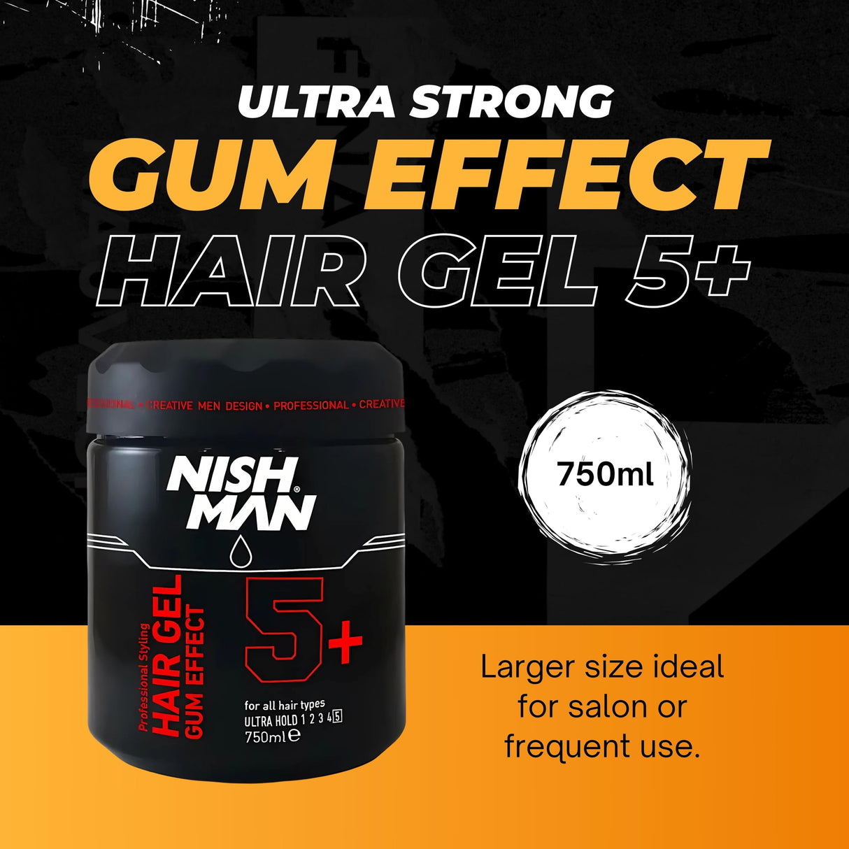 Nishman HAIR STYLING GEL GUM EFFECT 5+ ULTRA HOLD 750ml-2