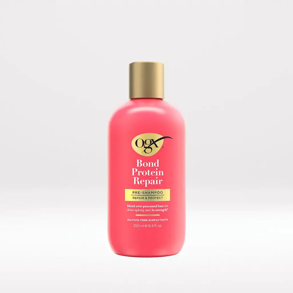 OGX Bond Protein Repair Pre Shampoo 8.4oz, pre shampoo hair treatment, bond repair hair treatment, protein repair hair care, strengthening hair treatment, damage repair pre shampoo, breakage reducing hair treatment, hair bond builder treatment, nourishing hair repair product, smooth soft hair treatment, chemically treated hair care, professional hair treatment, OGX hair care product