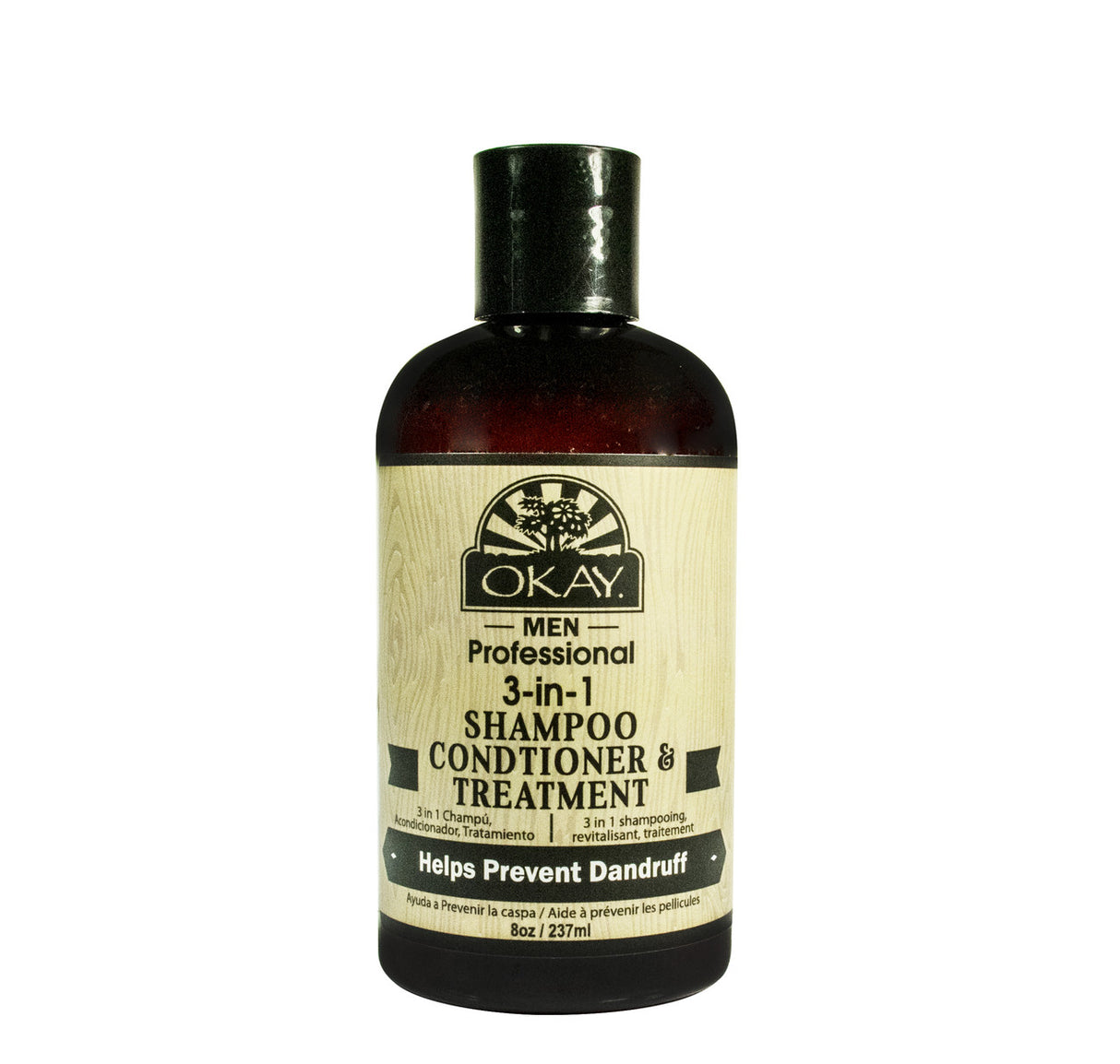OKAY Men’s 3-in-1 Shampoo Conditioner Treatment 8oz, men’s all-in-one hair cleanser, 3-in-1 shampoo conditioner, moisturizing hair treatment, daily use men’s shampoo, hair strengthening shampoo, soft smooth hair for men, convenient men’s hair care, detangling hair shampoo, healthy hair for men, multi-purpose hair cleanser, OKAY men hair care product, manageable hair shampoo, quick hair care solution, men’s grooming shampoo