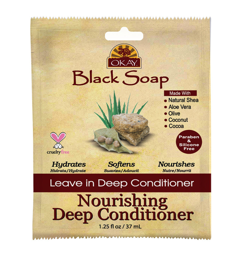 OKAY Black Soap Nourishing Leave-In Conditioner, black soap leave in conditioner, lightweight hydrating leave in, african black soap hair care, leave in for dry brittle hair, travel size leave in conditioner, nourishing hair treatment, softening leave in conditioner, shine enhancing leave in, non greasy leave in conditioner