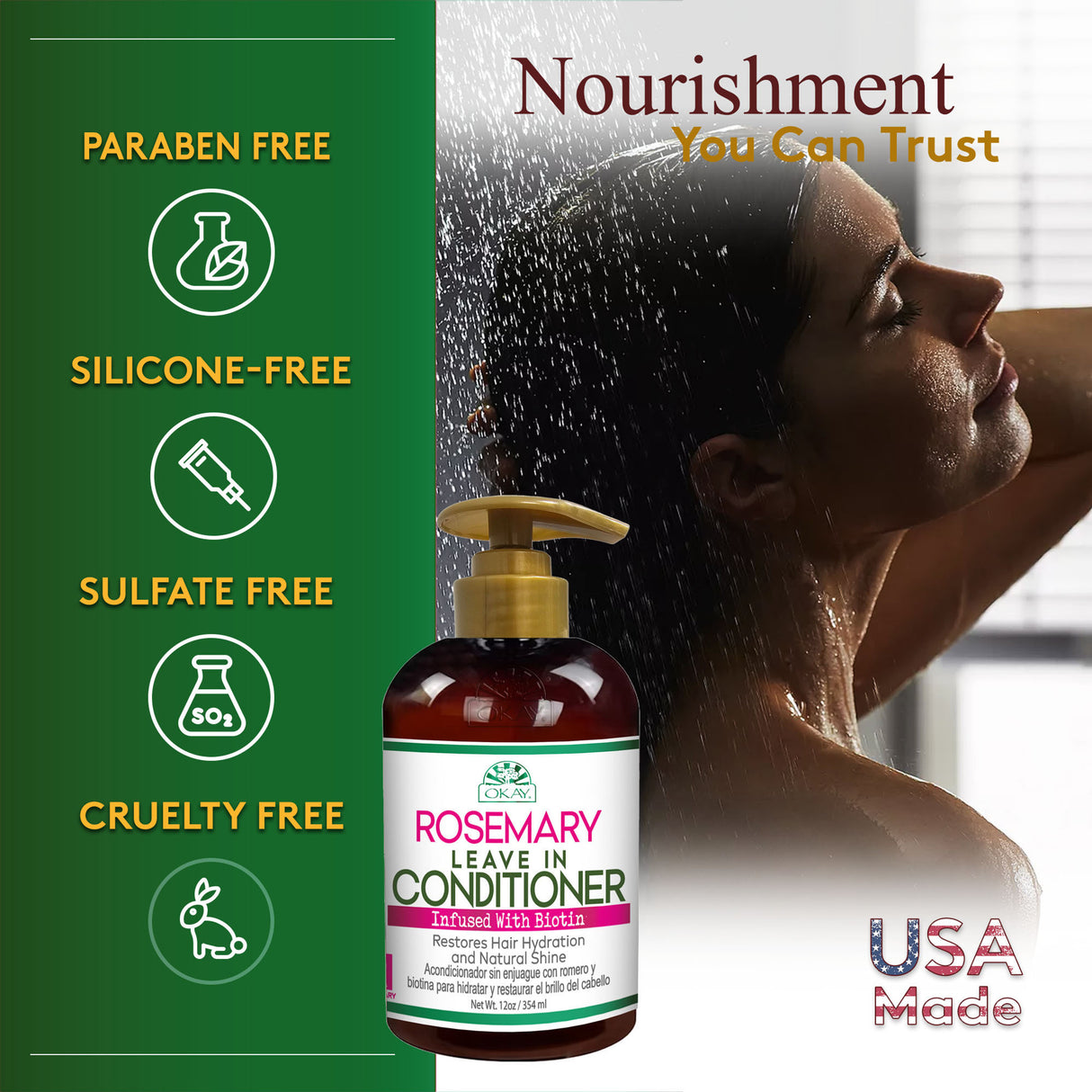 OKAY Rosemary with Biotin Conditioner 12oz Strengthening, Nourishing, Revitalizing Formula-1