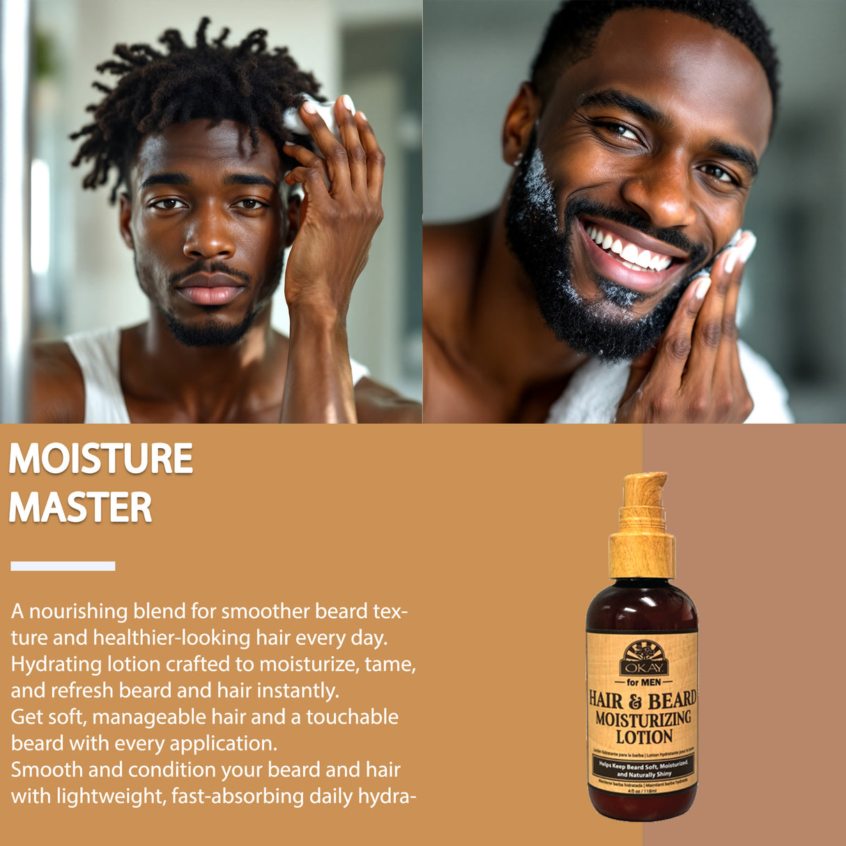 Okay Hair & Beard Moisturizing Lotion 4oz Hydrating & Softening Daily Grooming Care-2