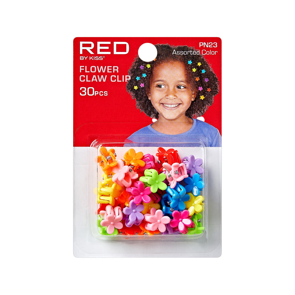 Red Kids Flower Claw Clips 30-Piece Set