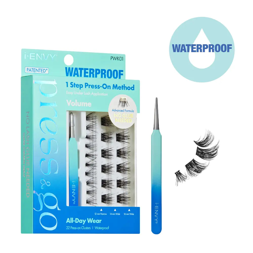 IEnvy Press & Go, Self-Adhesive Cluster Lash & Applicator Kit Waterproof, Reusable, No Glue Needed
