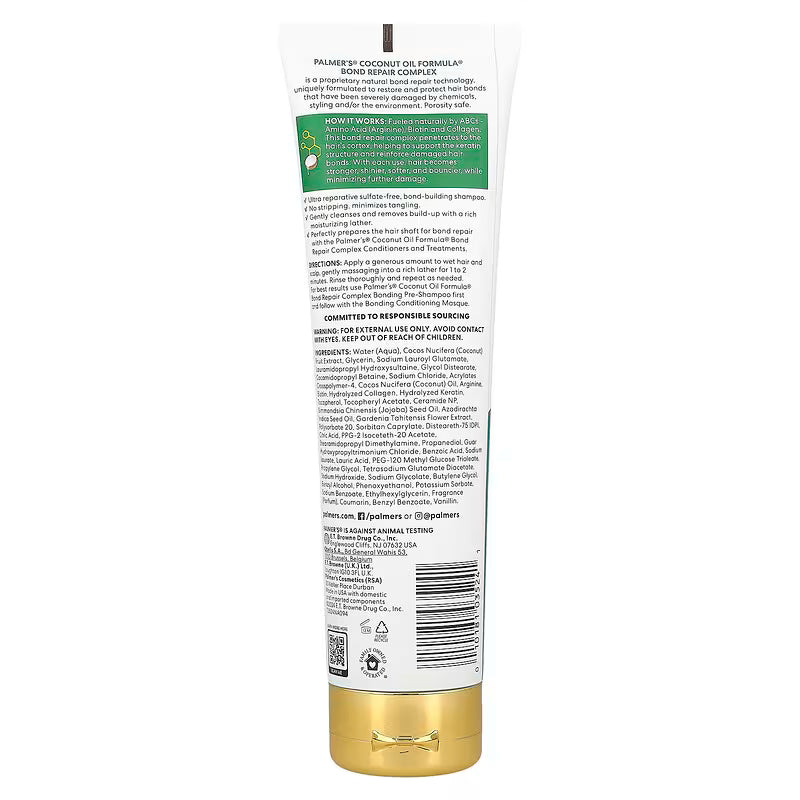 Palmers Coconut Oil Bond Repair Shampoo, coconut oil hair shampoo, vitamin E hair cleanser, bonding shampoo for damaged hair, repair complex shampoo, strengthening shampoo for dry hair, gentle hair repair shampoo, shampoo for chemically treated hair, moisturizing hair cleanser, softening hair shampoo, hair bond repair treatment, 8.5oz Palmer’s shampoo, healthy hair coconut oil shampoo, restorative hair shampoo, daily use hair repair shampoo