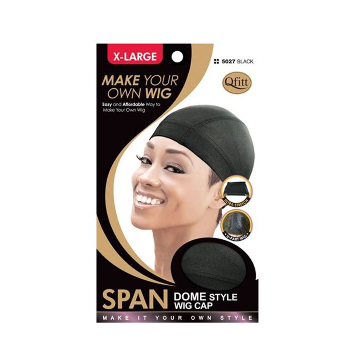 Qfitt Stretch Mesh Dome Wig Cap XL - Black