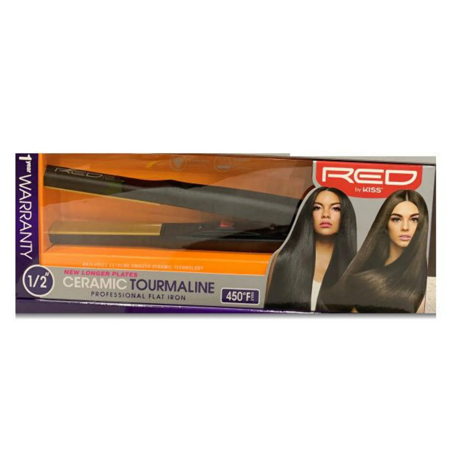 RED 1/2" Ceramic Tourmaline Flat Iron TC