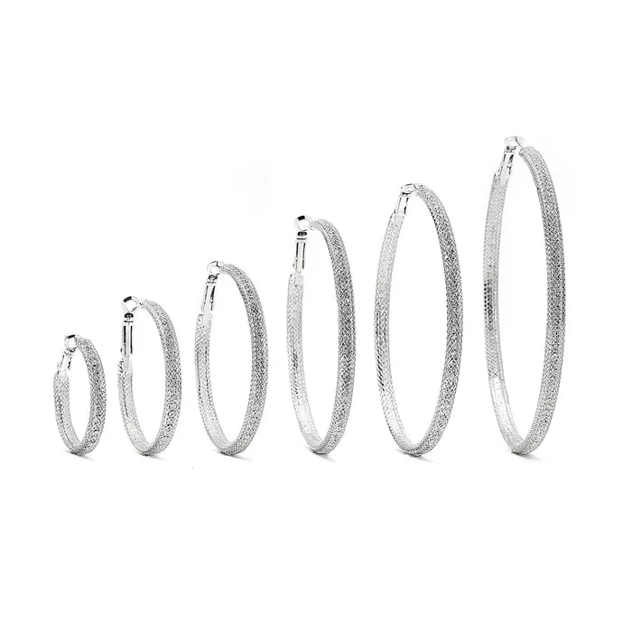 Joy Jewelry Lightweight Sterling Silver Mesh Hoop Earrings