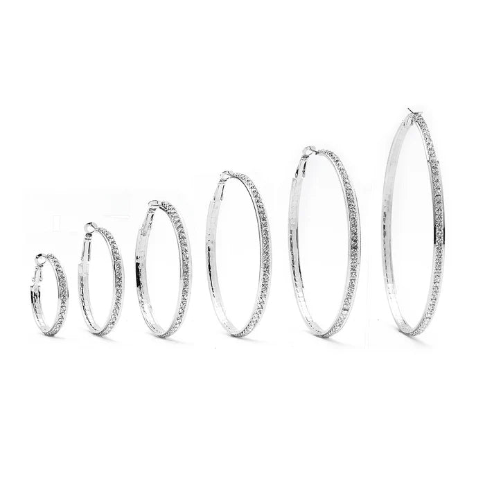 Joy Jewelry Premium Cubic Zirconia Sterling Silver Hoop Earrings