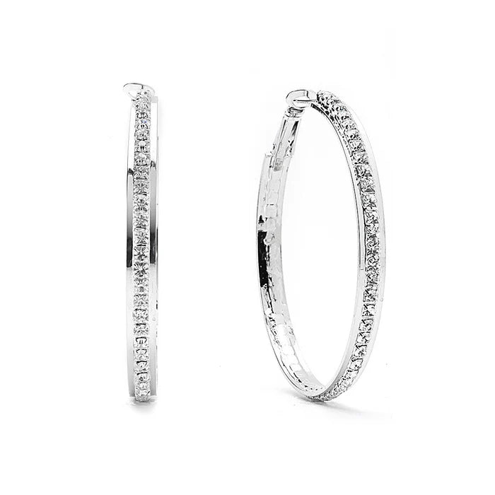 Joy Jewelry Premium Cubic Zirconia Sterling Silver Hoop Earrings