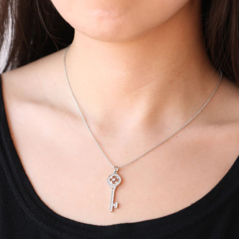 Joy Large heart key pendant necklace