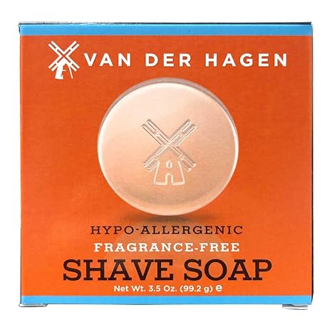 Van Der Hagen shave soap, 3.5 oz shave soap, traditional shaving soap, wet shave soap, men’s grooming soap, shaving puck soap, rich lather shave soap, smooth shave soap, facial hair shaving soap, razor glide shave soap, classic shave soap, hydrating shave soap, professional shaving product, daily shave soap, bar shave soap