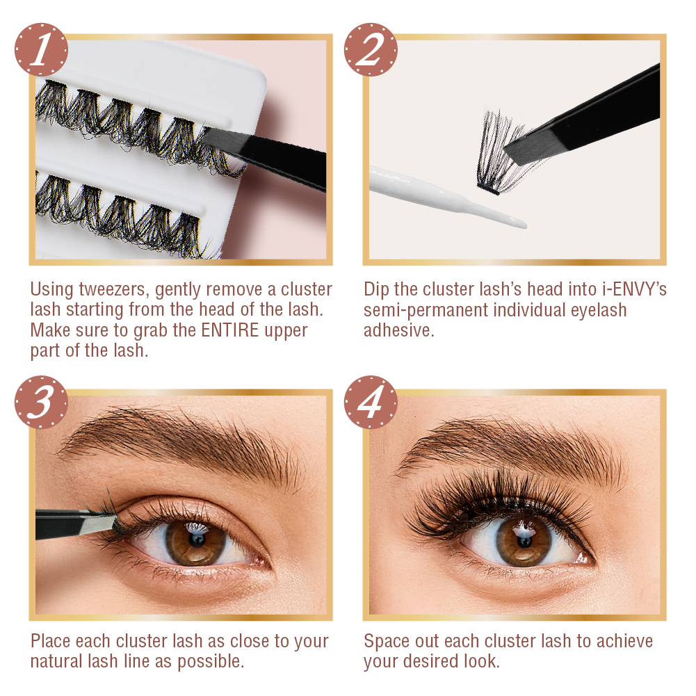 VLuxe By IEnvy Faux Mink Lash Clusters CC & DD Curl, DIY Lash Extensions for Natural Wispy Volume