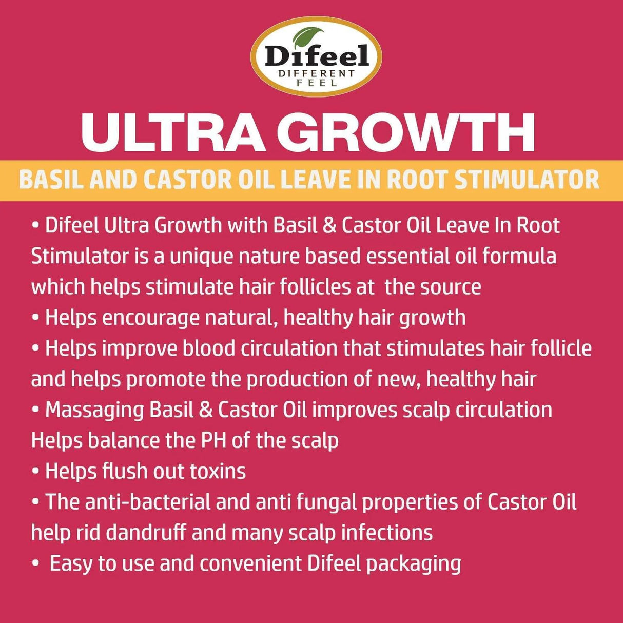 Difeel Ultra Growth With Basil Castor Oil Leave-In Root Stimulator 2.5 oz