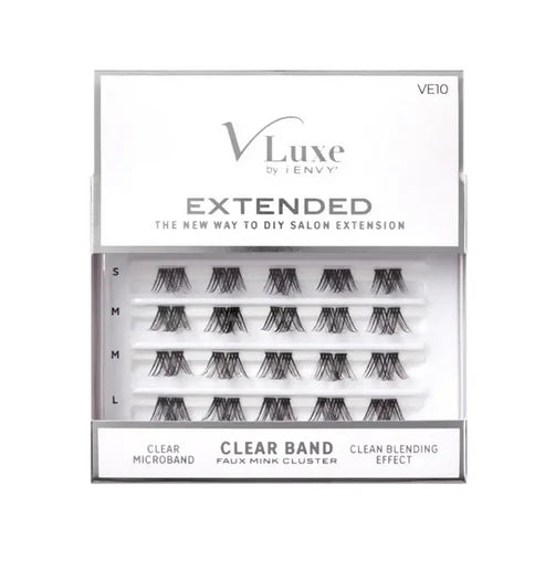 VLuxe By IEnvy Extended Faux Mink Clear Band Cluster Lashes