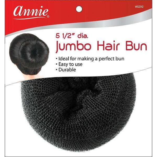 Annie Jumbo Hair Bun 5.5" Black Nylon Mesh Donut