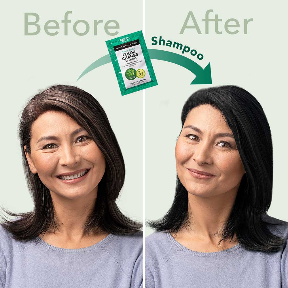 Red By Kiss Hair Dye Shampoo Herbal Gray Coverage