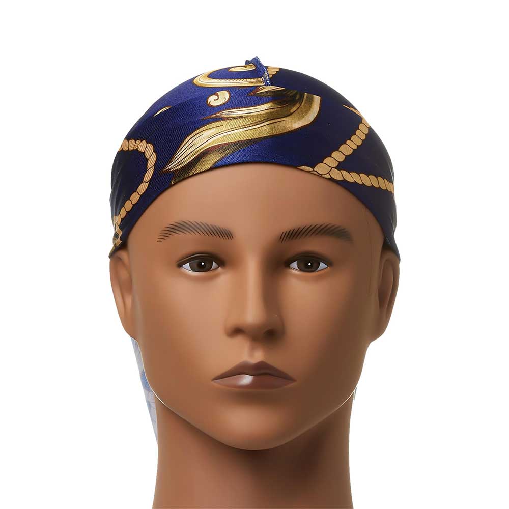 RED BY KISS Blue/Gold Power Wave Luxe Durag 40 inch Long Tails