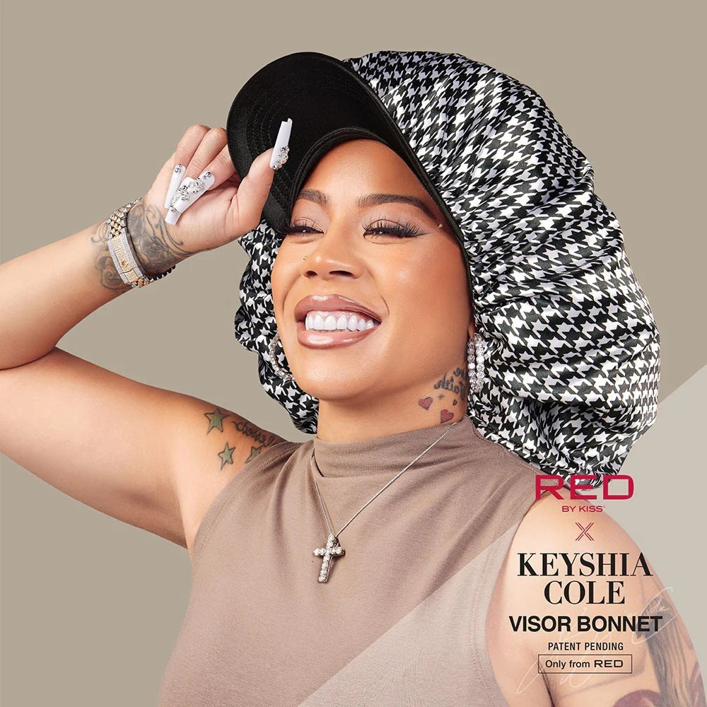 Red by Kiss Satin Visor Bonnet XL – Houndstooth (FH031)