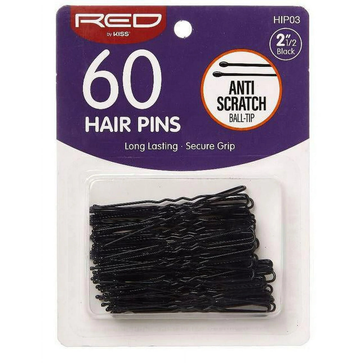 RED BY KISS Black Hair Pins Assorted Length 200 Count