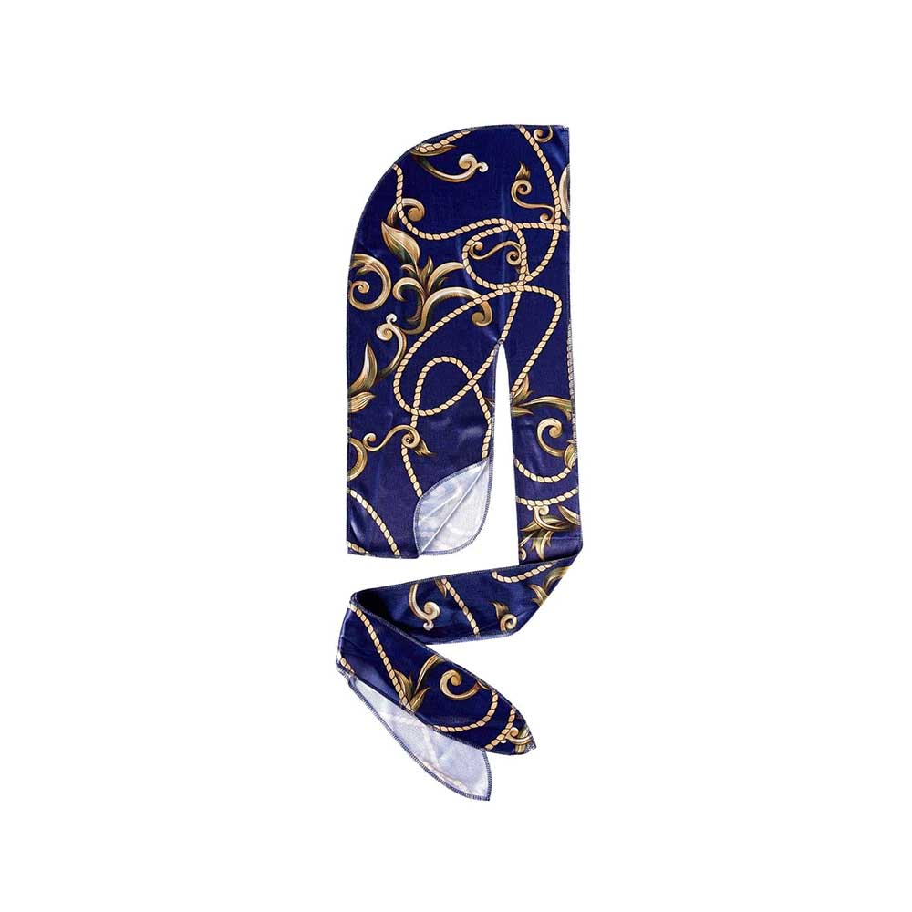 RED BY KISS Blue/Gold Power Wave Luxe Durag 40 inch Long Tails