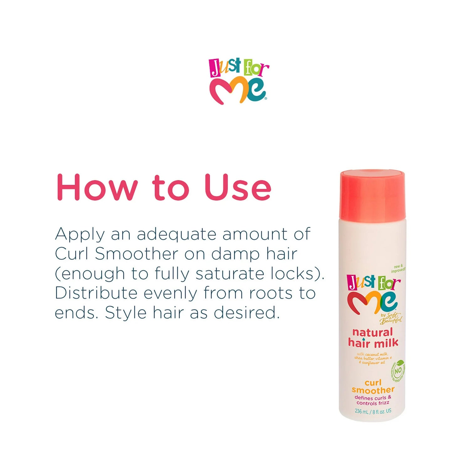 Just For Me By Soft & Beautiful Natural Hair Milk Curl Smoother 8 oz