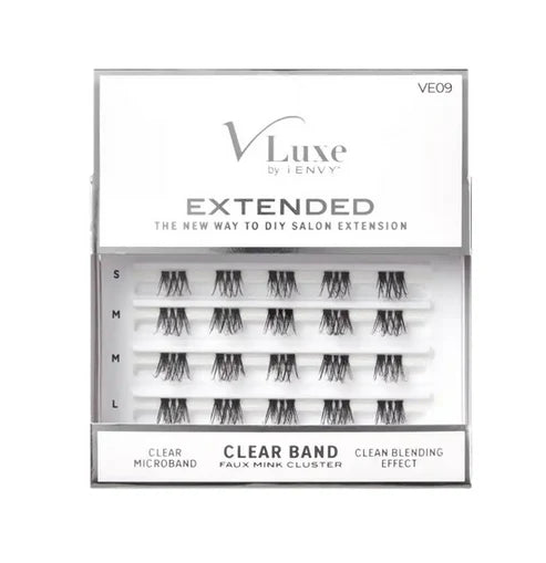 VLuxe By IEnvy Extended Faux Mink Clear Band Cluster Lashes
