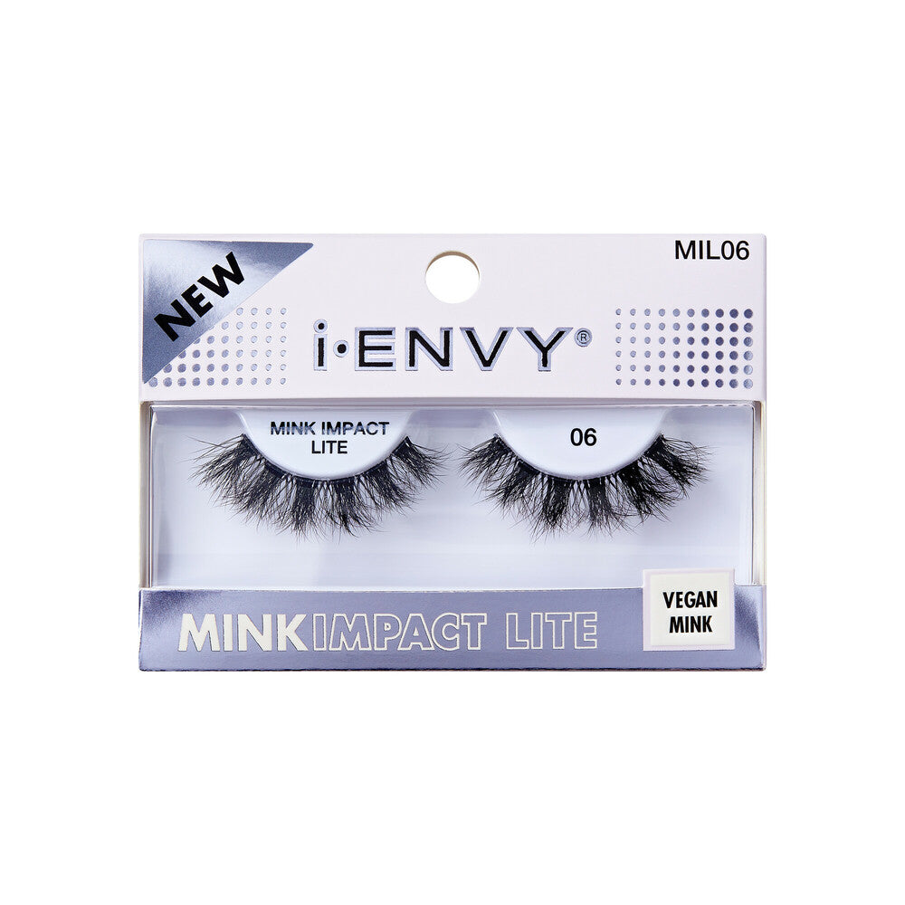 I-ENVY BY KISS MINK IMPACT LITE CLEAR BAND VEGAN FAUX MINK STRIP LASH