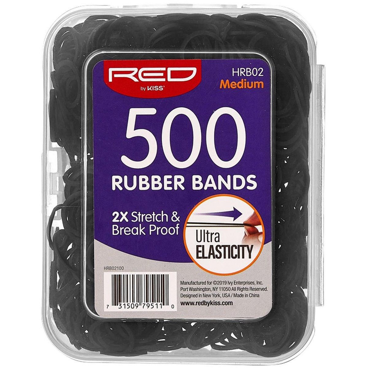 RED BY KISS 500 Rubber Bands (HRB02)