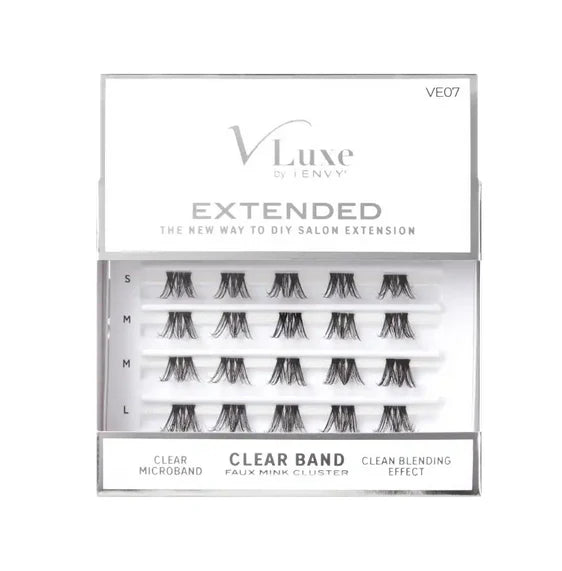 VLuxe By IEnvy Extended Faux Mink Clear Band Cluster Lashes