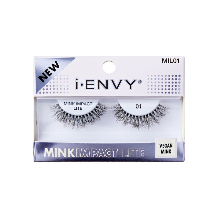 I-ENVY BY KISS MINK IMPACT LITE CLEAR BAND VEGAN FAUX MINK STRIP LASH