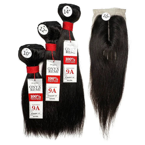 Onyx Remi 9A Virgin Hair Triple Wet Wavy Deep Wave Bundle with Closure  - 3 Pack