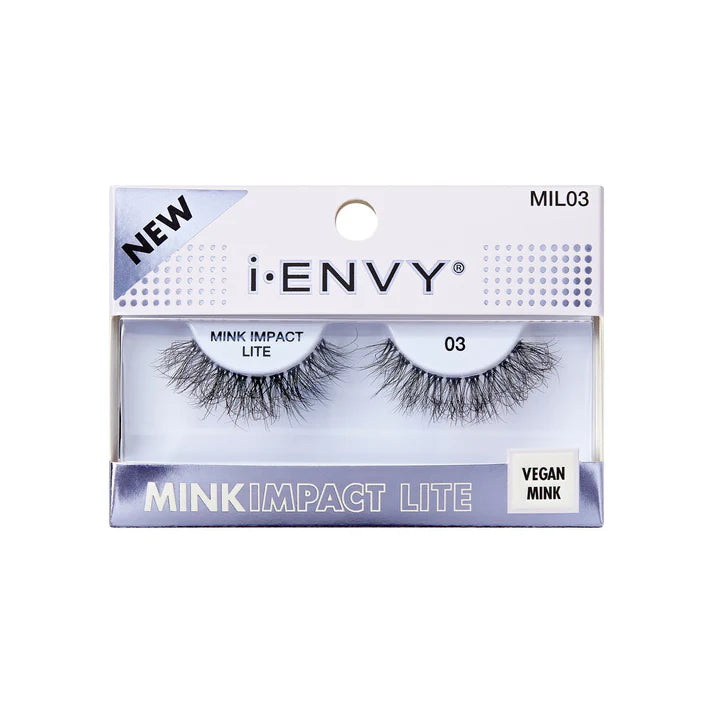 I-ENVY BY KISS MINK IMPACT LITE CLEAR BAND VEGAN FAUX MINK STRIP LASH