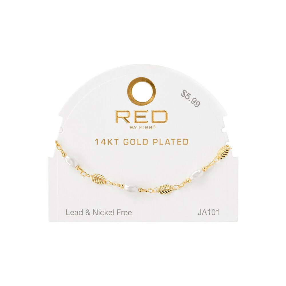 RED BY KISS 14K GOLD PLATED GLAM FASHION ANKLET PEARL