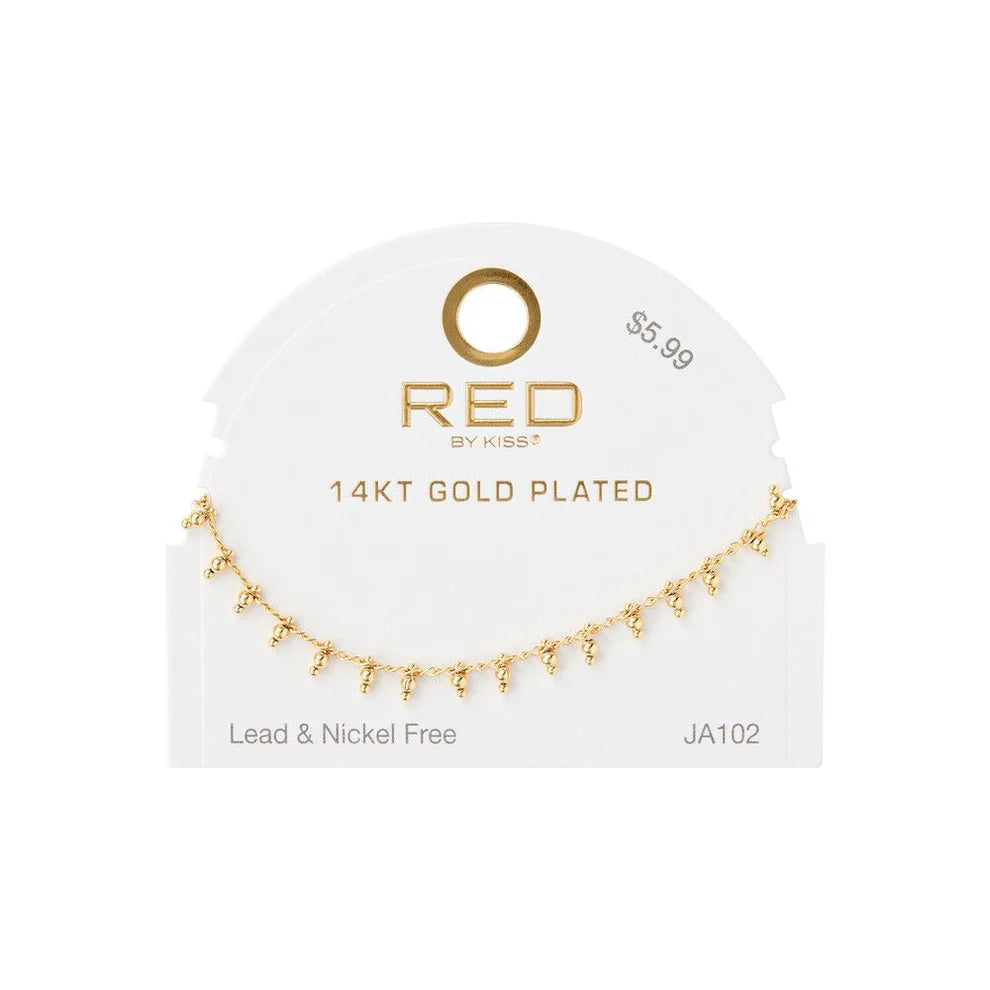 RED BY KISS 14K GOLD PLATED GLAM FASHION ANKLET PEARL