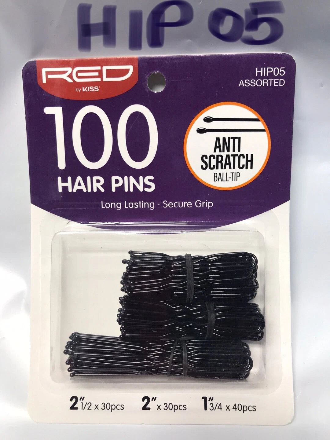 RED BY KISS Black Hair Pins Assorted Length 200 Count