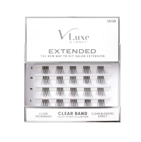 VLuxe By IEnvy Extended Faux Mink Clear Band Cluster Lashes