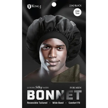 KING.J Black Silky Bonnet For Man One Size (M2242)