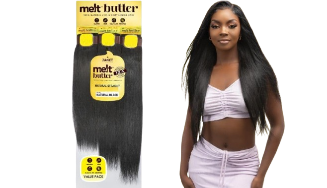 Janet Collection Melt Butter Human Hair – Natural Straight