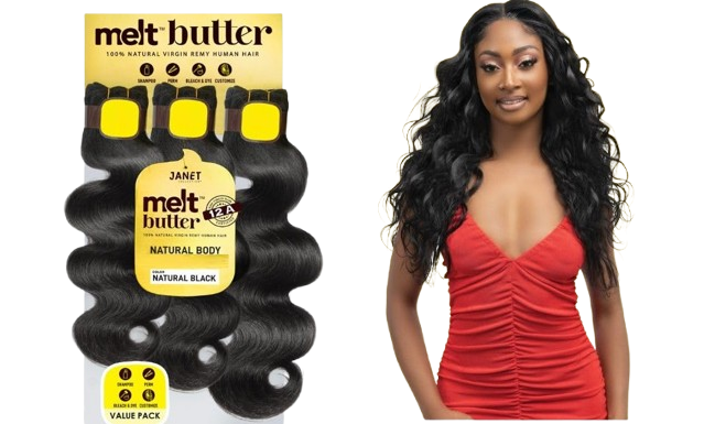 Janet Melt Butter Natural Human Hair – 3 Bundles