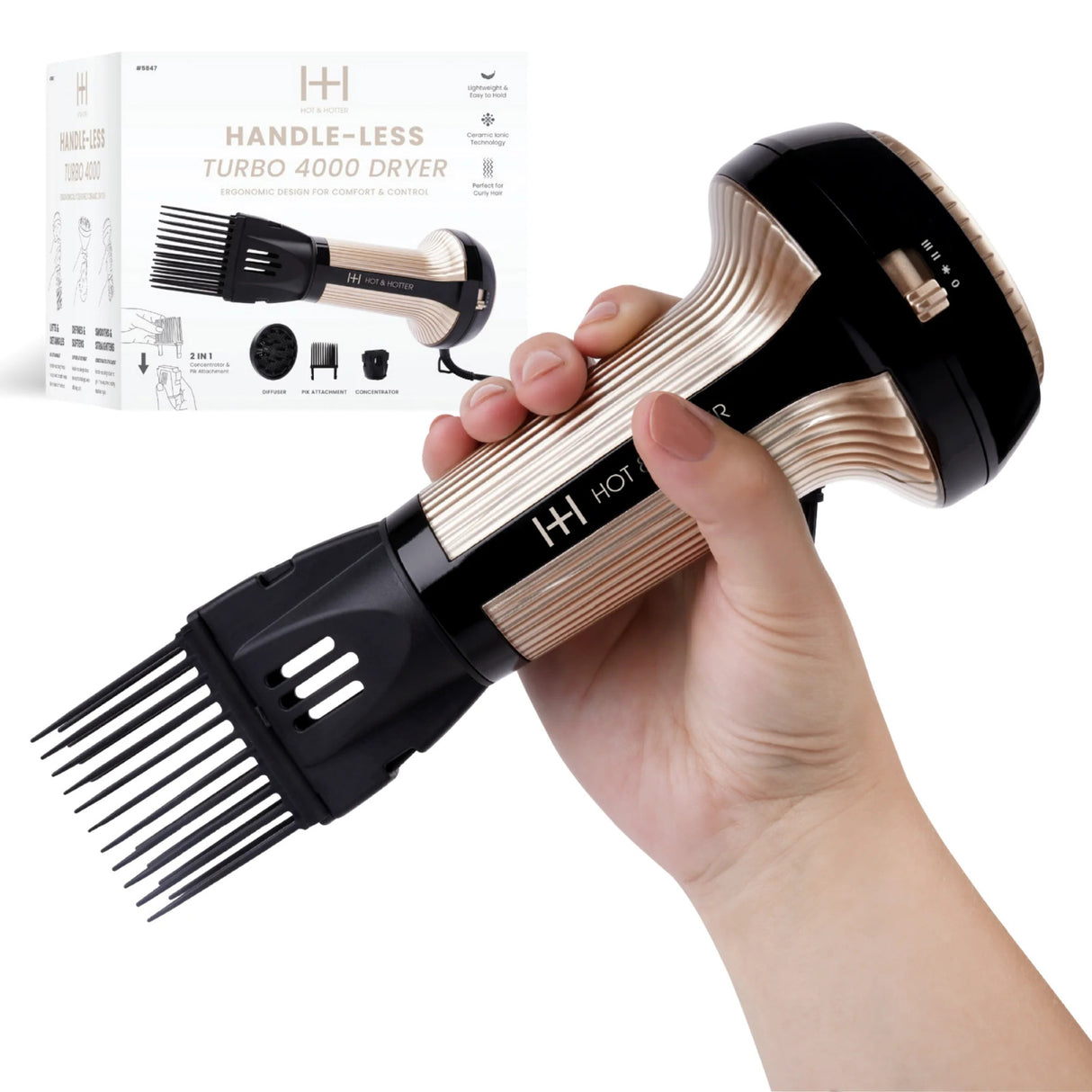 Annie Gold Hot & Hotter Turbo 4000 Ceramic Handless Hair Dryer (5847)