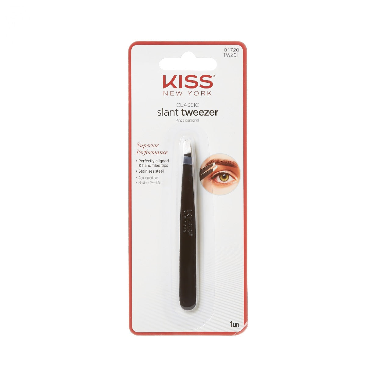 Kiss New York Premium Slant Tip Precision Tweezer for Eyebrows TWZ01