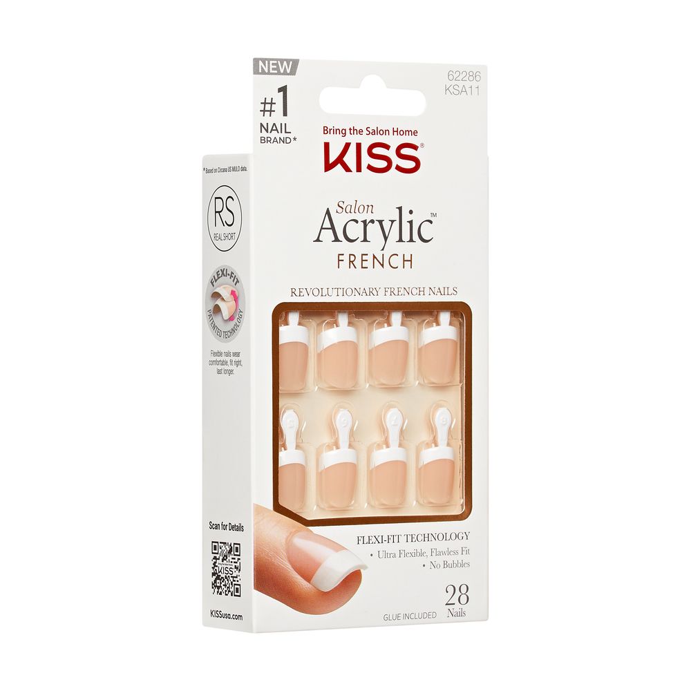 KISS Salon Acrylic French Nails Classic Long Lasting French Tip Manicure KSA11