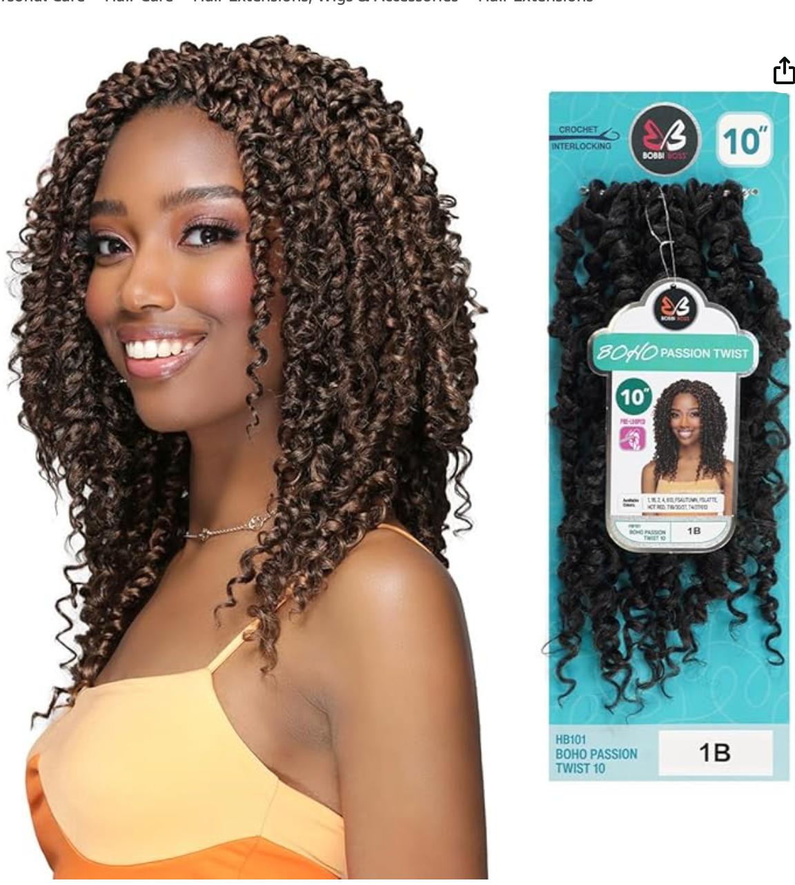 3X Passion Twist Boho Hair Extensions 10″ Soft, Lightweight, Natural-Looking Protective Style-1