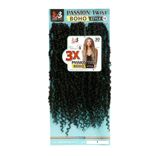 3X Passion Twist Boho Hair Extensions 18″ Soft, Lightweight, Natural-Looking Protective Style for Braiding-1
